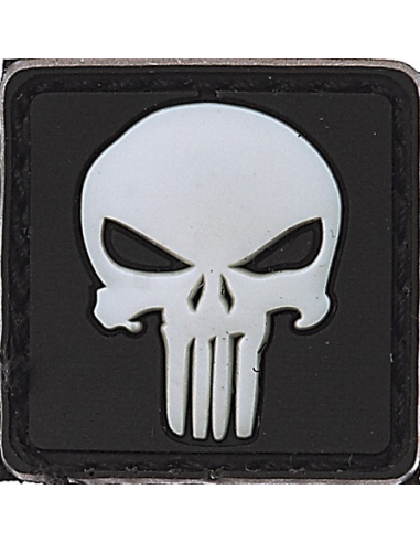 Patch Velcro PUNISHER blanc en gomme 3D