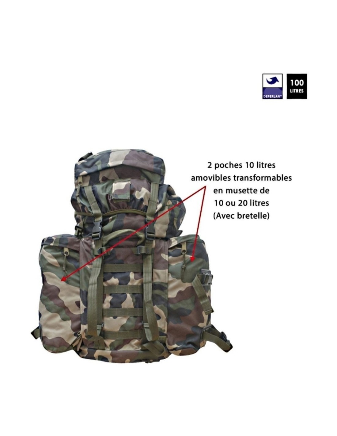 Sac à dos 100 L Ripstop camouflage - Sacs militaires