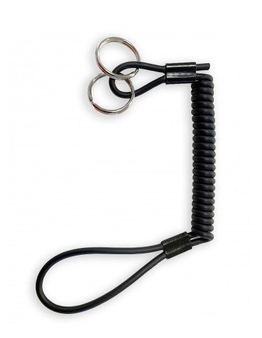 Dragonne de sécurité Kevlar® 80 cm avec anneaux porte-clés noir