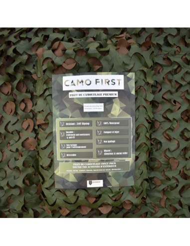 Filet de camouflage à la découpe Camo First (2m de large) - Vert / Marron