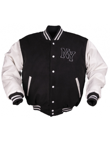 Veste TEDDY / BASEBALL NY - Noir et Blanc